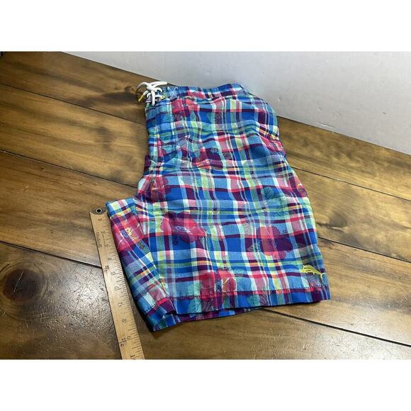Tommy Bahama Swim Trunks Mens Size XXL Plaid Floral Draw String Lined Shorts - Picture 13 of 13